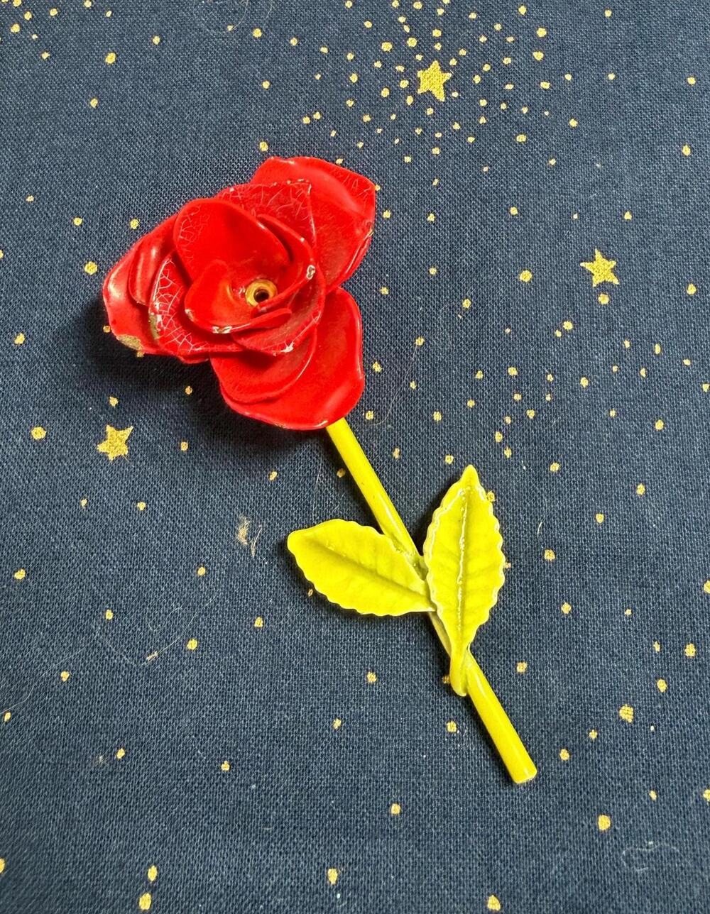 Vintage Long Stem Rose Brooch